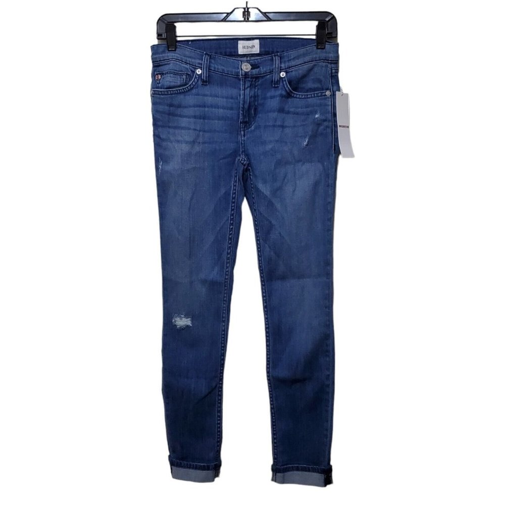 NWT Hudson Jeans Tally Cropped Skinny Womens Sz 25 Blue Medium Wash Rolled Ankle